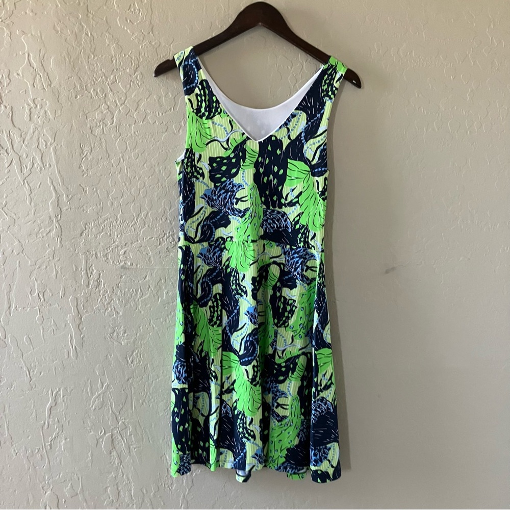 Melly M Green and Blue Patterned Mini Dress - Picture 5 of 8